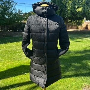 Brooks Brothers "346" Women's Long Down Puffer Snap Closure Coat w/Hood - Sz 4